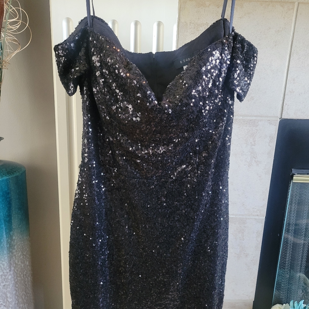 Black Off-the-Shoulder Sequin Dress